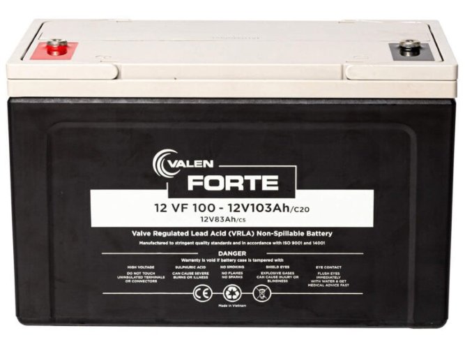 Valen Forte Battery - 12V 100Ah - Hybrid Gel Valve Regulated Lead Acid Battery