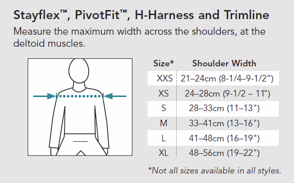 Bodypoint Shoulder Harness Sizing Guide