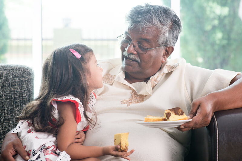 Grandfather and granddaughter 