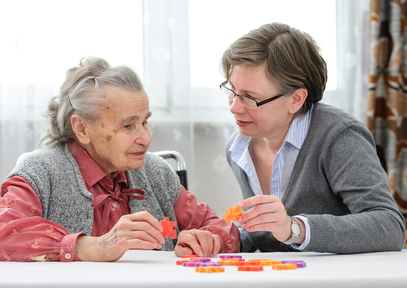 Support worker with her client