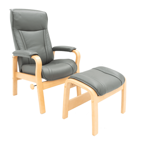 Oslo President Recliner Chair with Ottoman - Grey