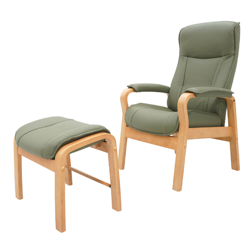 Oslo President Recliner Chair with Ottoman - Olive