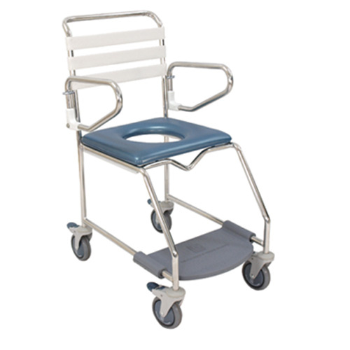 Attendant Propelled Shower Commode with Weigh Bearing Foot Plate