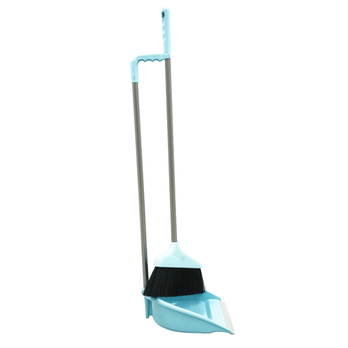 Long Handled Dust Pan & Brush - Light Blue