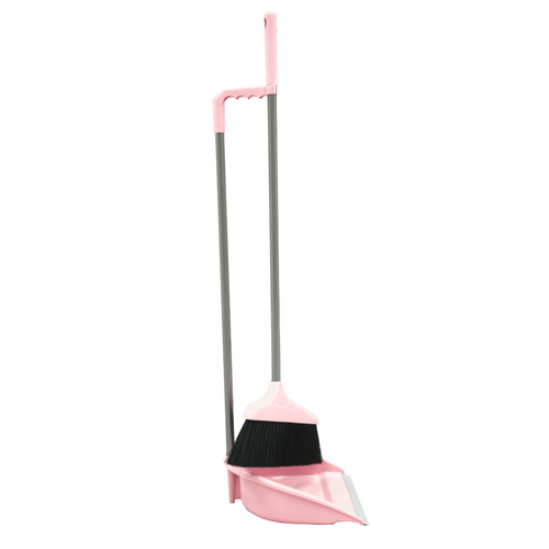 Long Handled Dust Pan & Brush - Light Pink